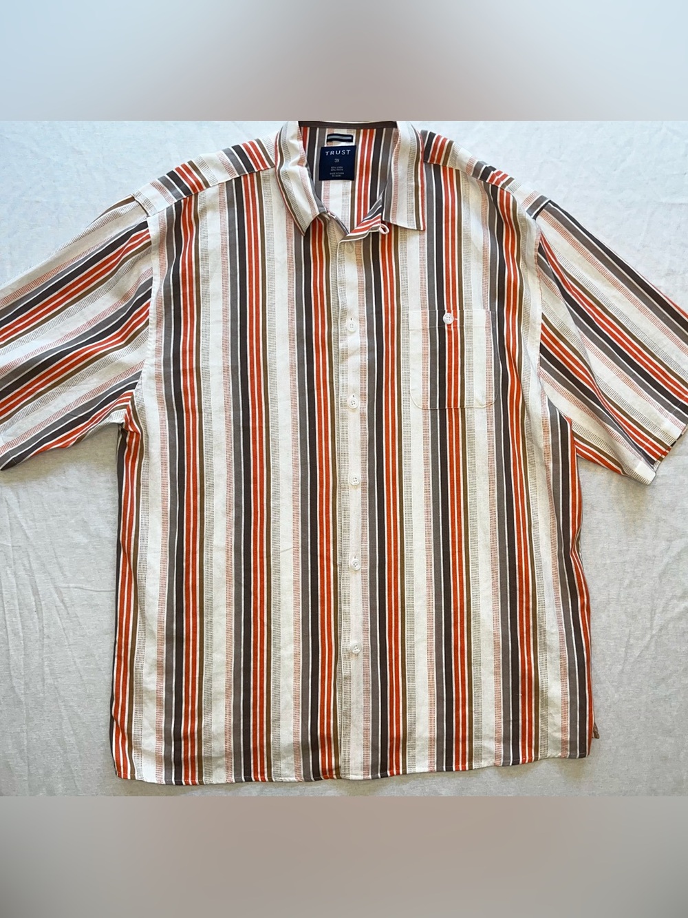 Retro 70’s Inspired Striped Linen Blend Resort Vacation Button Down